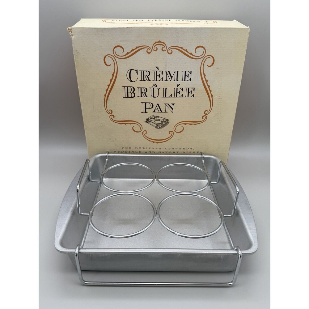 VTG 2005 Williams Sonoma Creme Brulee Baking Pan Set Chrome Water Bath Rack